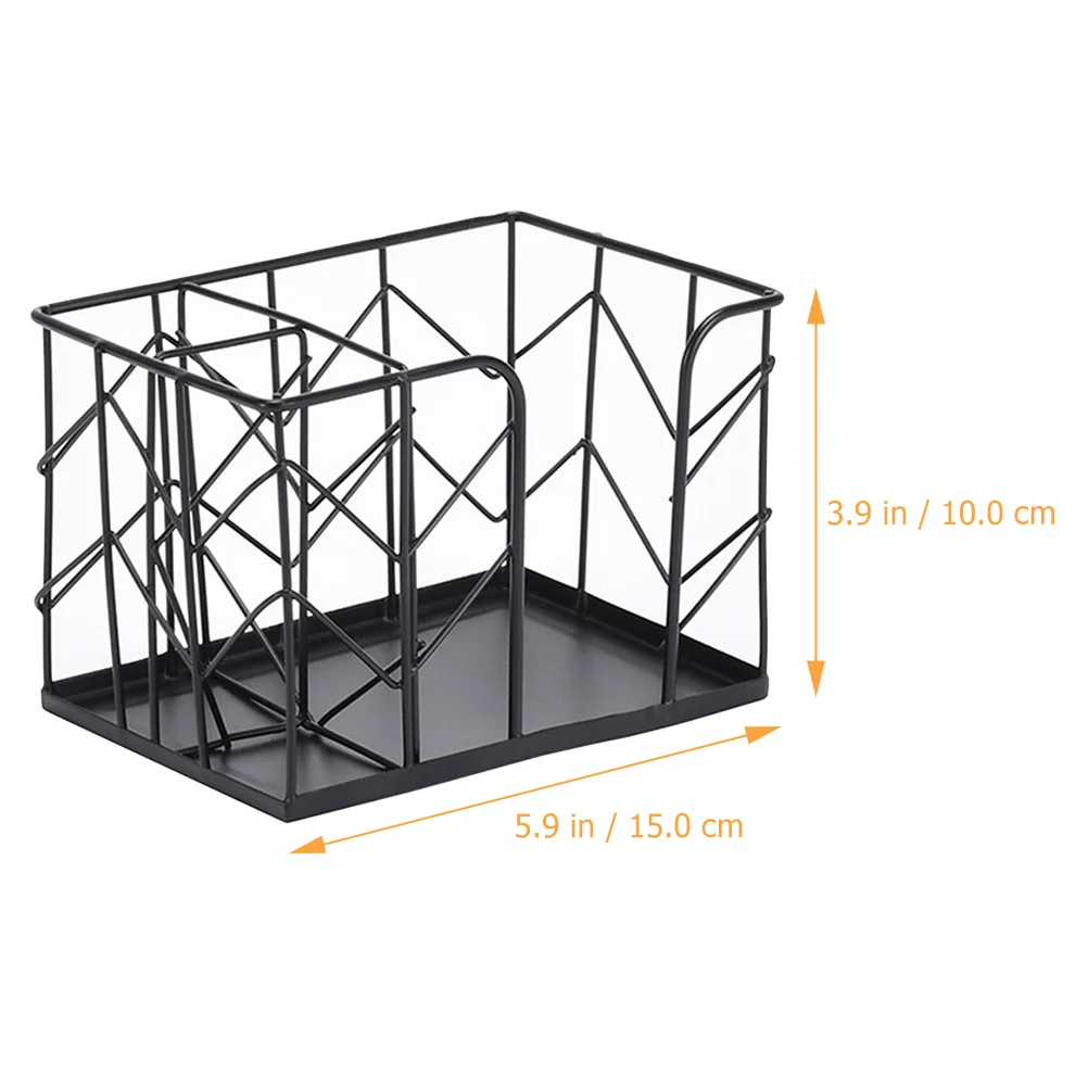 

Iron 3-Compartment Pen Holder Pencil Container Desktop Organizer Office Stationery Pot Brush Pot Iron Pen Holder
