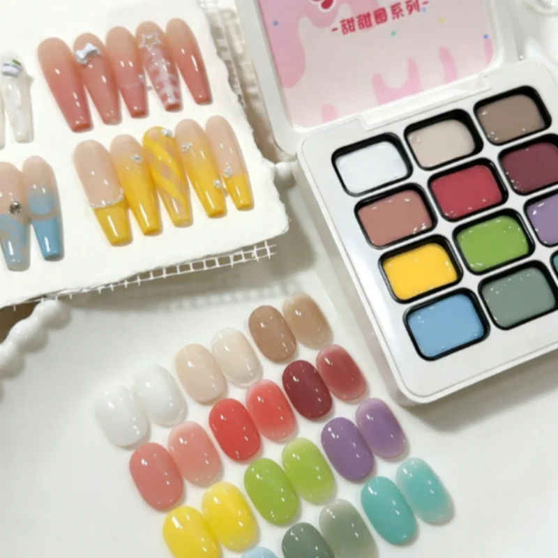 12 Colors Patting Gel Sweet Macaron Candy Solid Gradient Nail Polish Gel Women's Salon Manicure DIY Nail Art