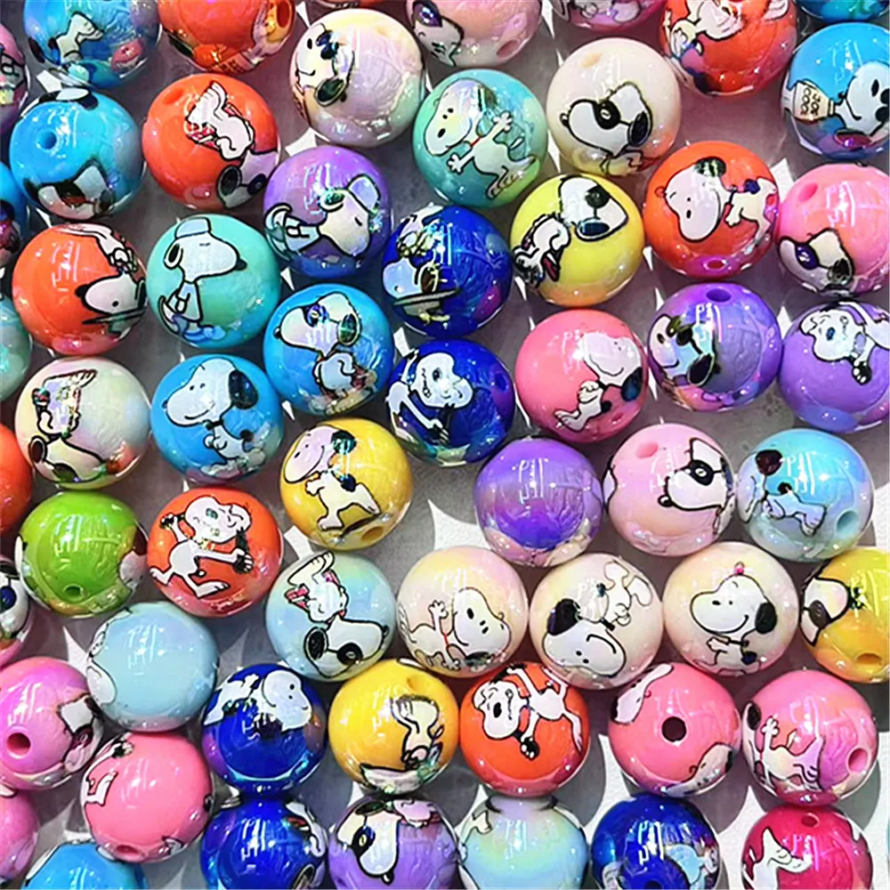 

20/50pcs for Snoopy through-hole beaded DIY 16mm mobile phone chain keychain beaded pen accessory material