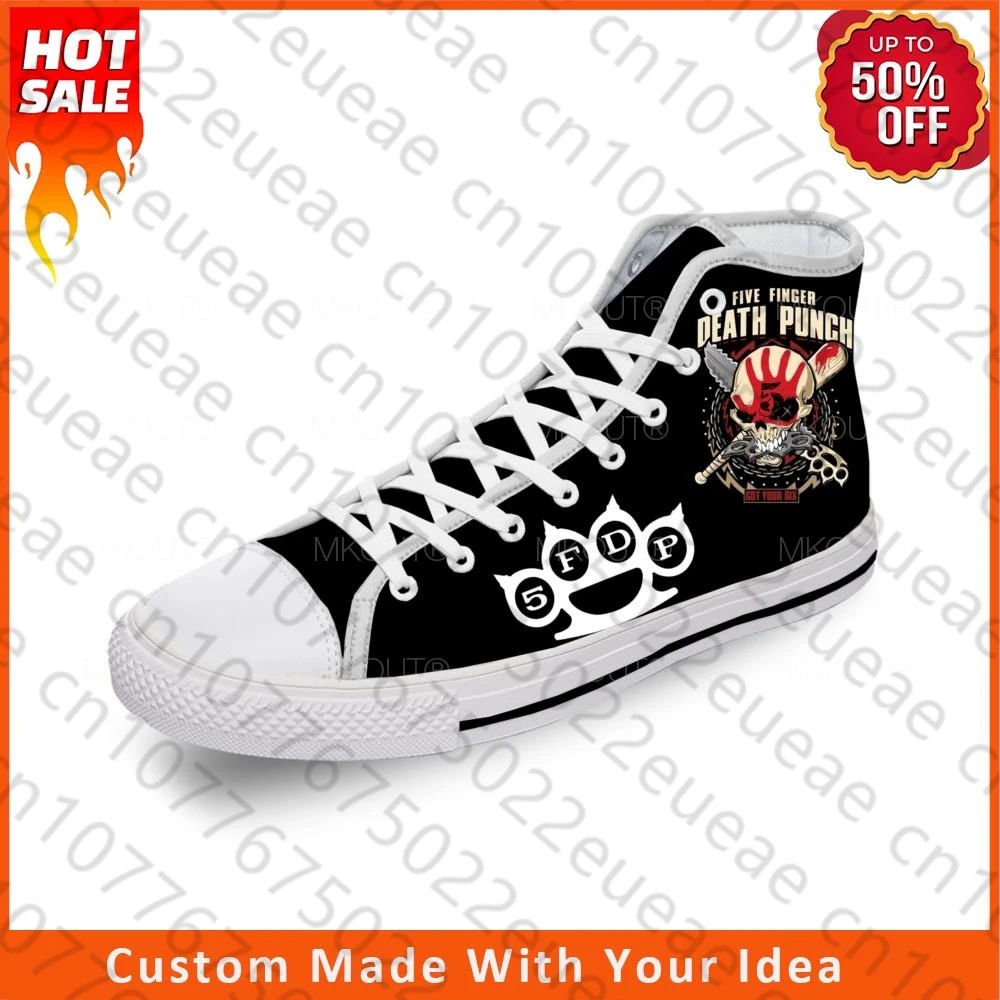 Five Finger Death Punch High Top Sneakers Mens Womens Teenager Casual Shoes Canvas White Cosplay Breathable Lightweight shoe