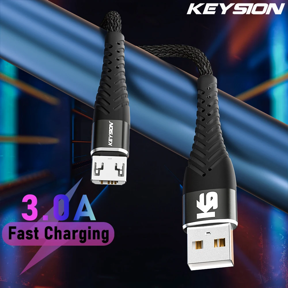 KEYSION 3A Micro USB Cable For Samsung S7 S6 Redmi Note 5 Fast Charging Microusb Cord Android Phone Charger Micro usb Data Wire