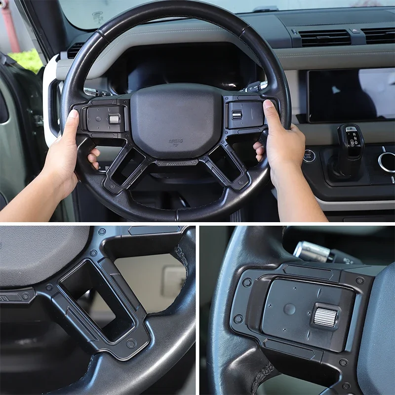 لاند روفر ديفندر 90 110 130 2020-2025 ABS ألياف الكربون عجلة توجيه سيارة غطاء إطاري الكسوة اكسسوارات السيارات الداخلية