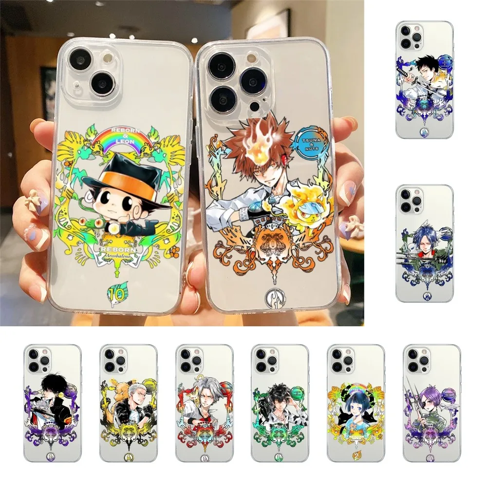 H-HITMAN R-REBORN Anime Phone Case For Iphone 15 11 13 14 Pro Max 7 8 Plus X Xr Xs Max 16pro 12mini Transparent Cover