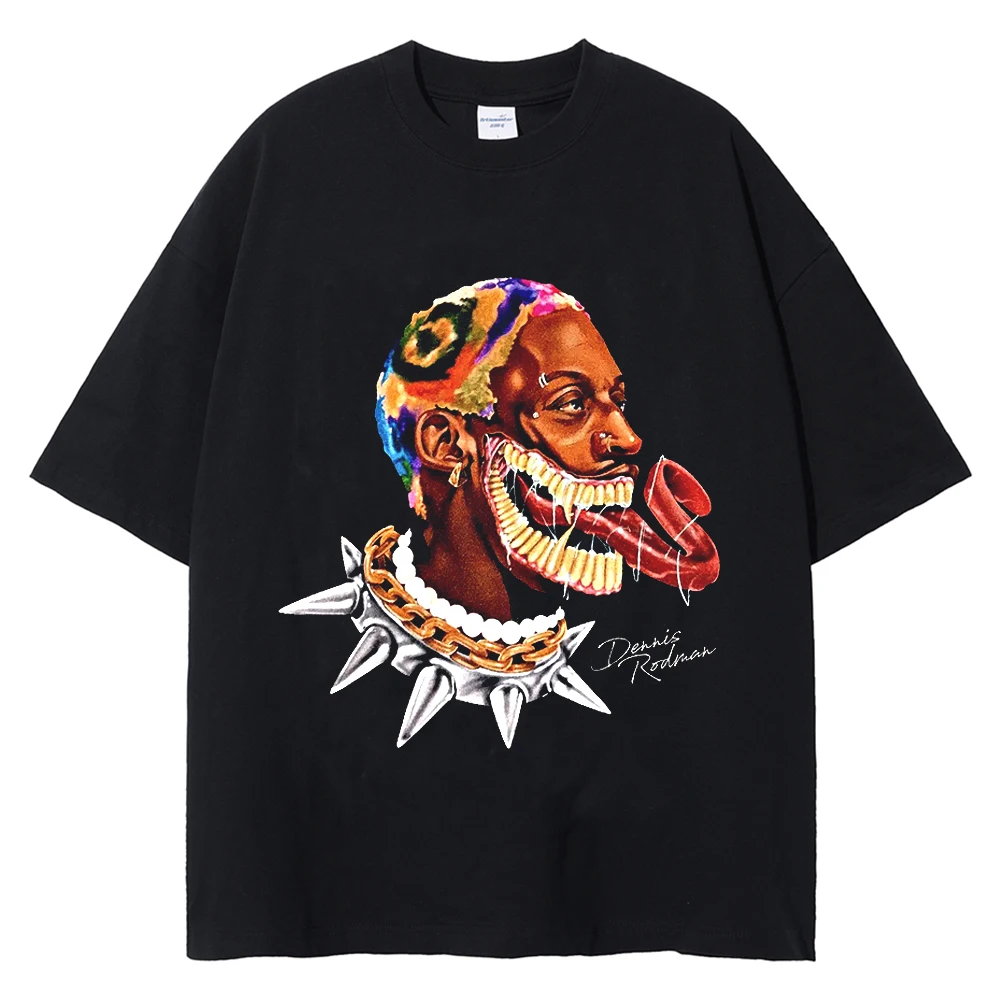 Hip Hop Streetwear Men White T Shirt Funny Spoof Dennis Rodman Graphic Tshirt Harajuku Short Sleeve Cotton Oversized Tops Tees