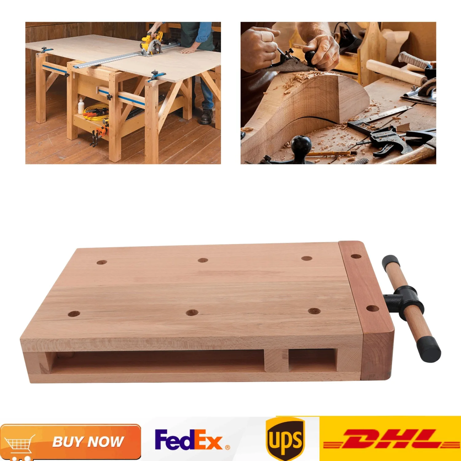 Vise Hard Wood Workbench Portable Woodworking Table 18.5*11*2.7 inch-Clamping Opening: 7.87