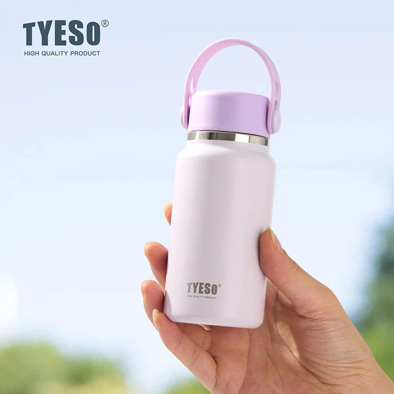 Tyeso Tiny Partable Water Bottle with Silicone Handle Durable Leak‑Proof Vacuum Flask Finish Travel Cup for Outdoor Sports Mini