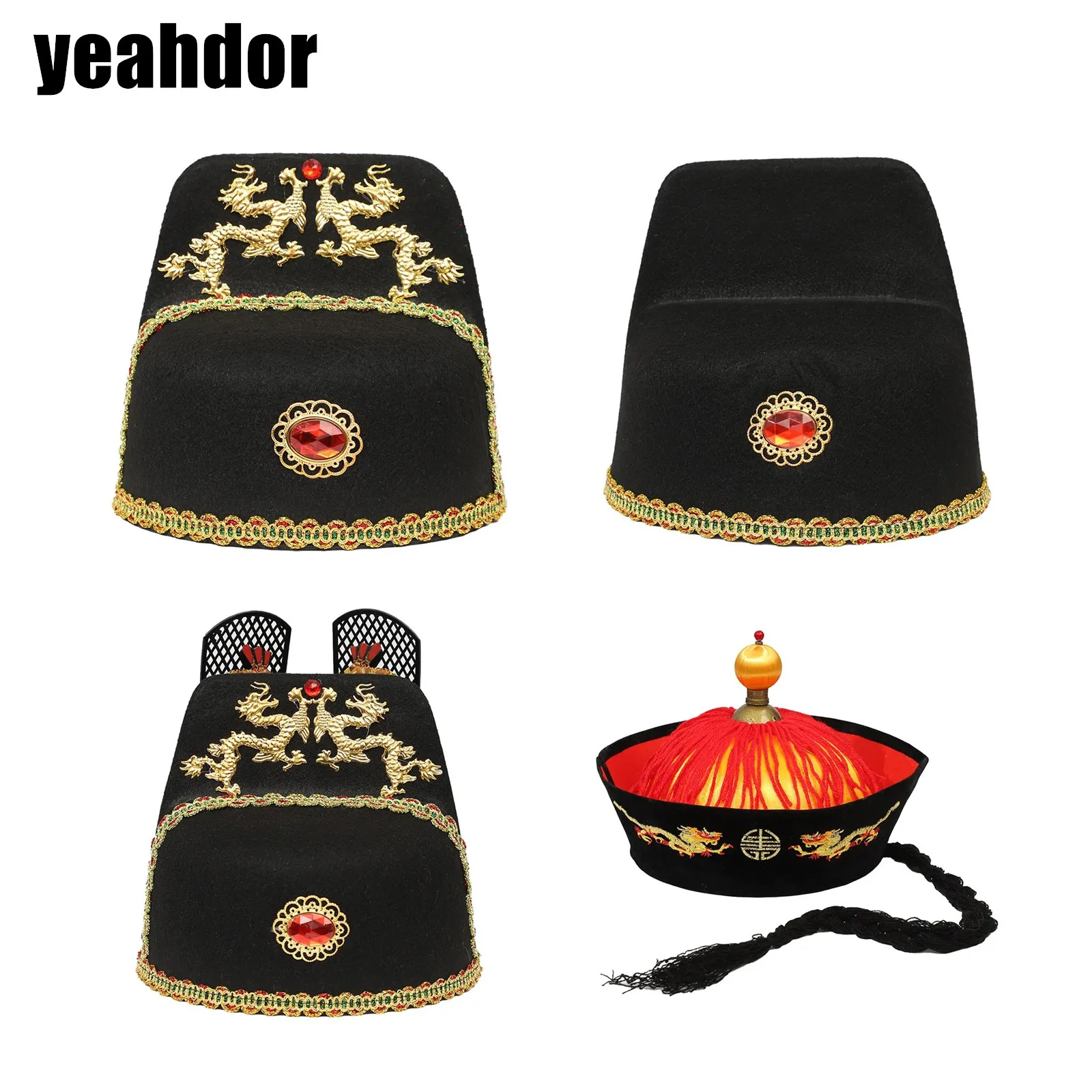 

Adult Children Ancient Chinese King Hat Cap Royal Emperor Hat Costume Accessory Props for Cosplay Stage Performance Themed Party