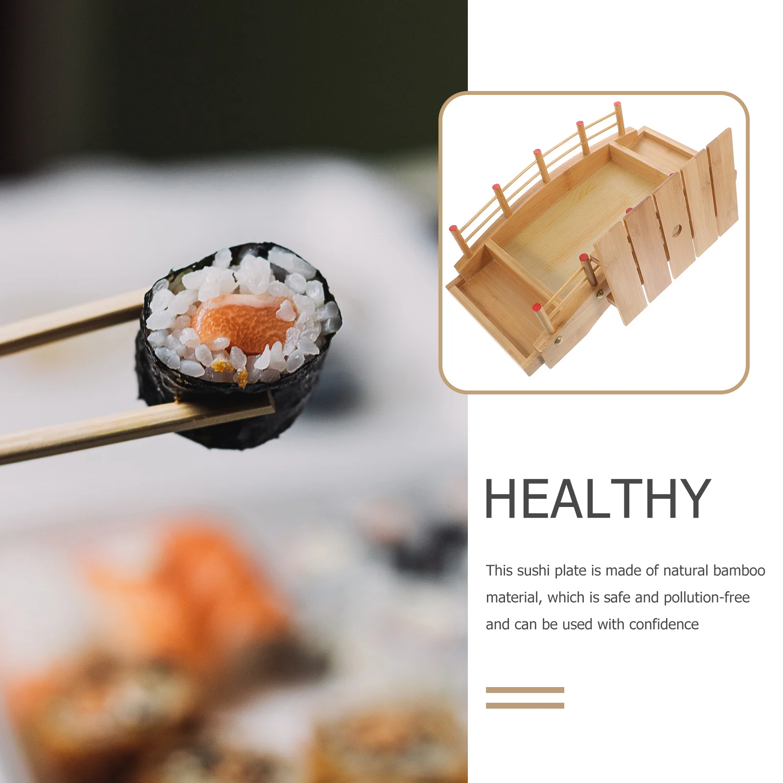 

Bamboo Sushi Platter Large Capacity Food Plate Display Tray Boat Decorative Sashimi Dinner Japanese Style Strong Wooden