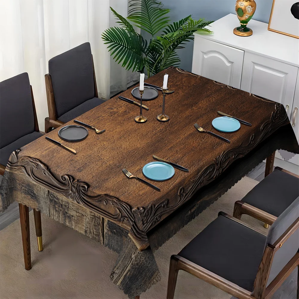 Elegant farmhouse wooden boards with carved wood grain and durable polyester fibers