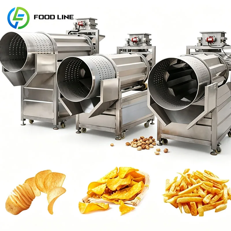 Octagonal Seasoning Machine Commercial Snack Food Flavoring Tumbler Chips Nuts Beans Coating Mixer Customized