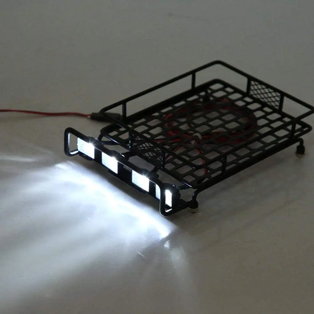 Metal 170X115mm Luggage Carrier Roof Rack with LED Lights for Tamiya CC01 CR01 RC4WD D90 Axial SCX10 1/10 RC Crawler Car