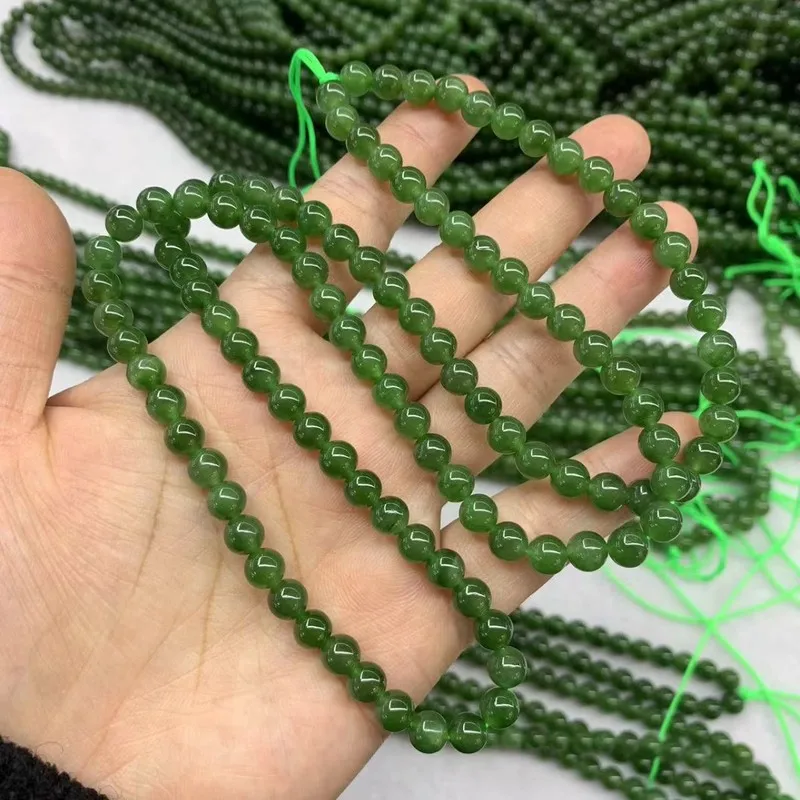 Hetian Jasper Loose 1086Mm Light Green Round Beads Single Or Multi-Strand Bracelet