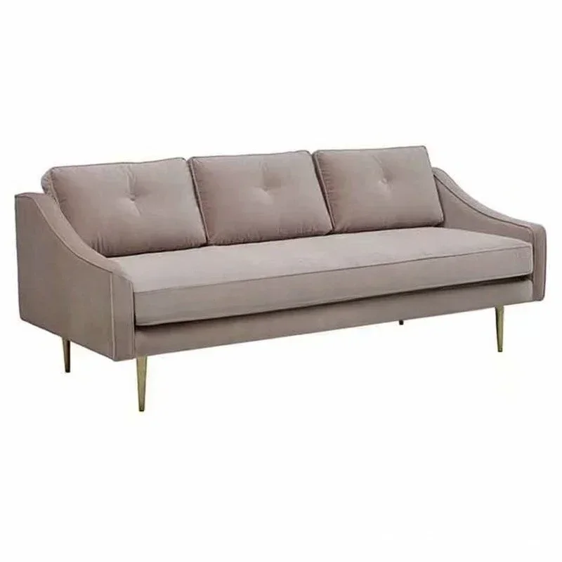 Nordic flannel buckle sofa furniture stainless steel leisure three-person sofa reception sofa