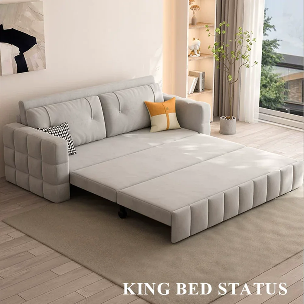 High Quality Modern Pull Out Convertible Folding Couch With Storage Velvet Luxury Multifunction Sofa Cum Bed