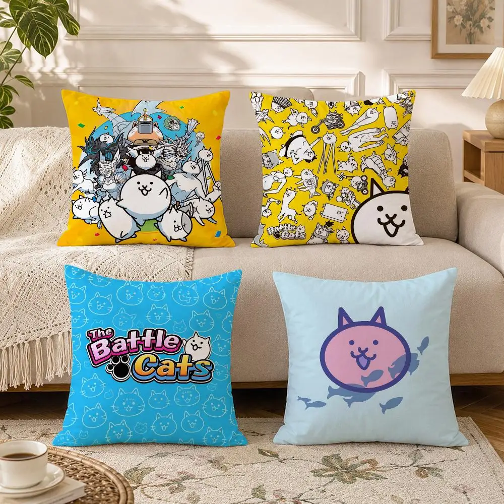 Game-The Battle CatsS Cushion Cover Soft Square Throw Pillow Covers Set for Sofa Bedroom Car Home Decoration