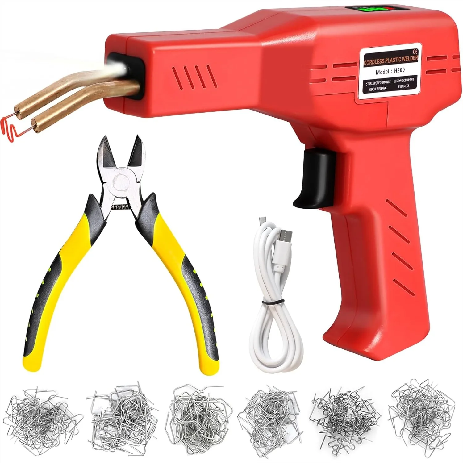 

220W Cordless Plastic Welder with 5000mAh Battery, USB Rechargeable Hot Stapler Kit for Car Bumper Repair, 1000PCS Staples