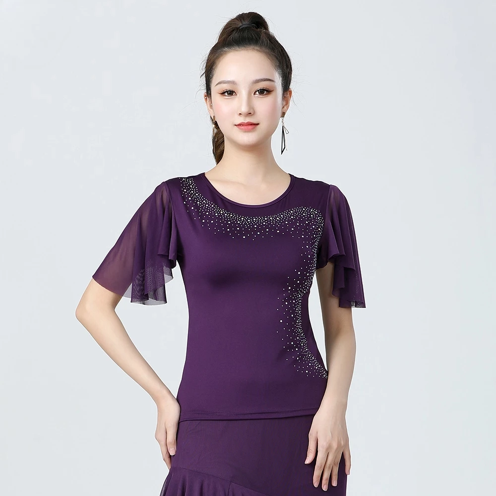 Vestido de dança latina adulto feminino personalizado dança moderna profissional prática terno conjunto figura gaze manga trajes superiores