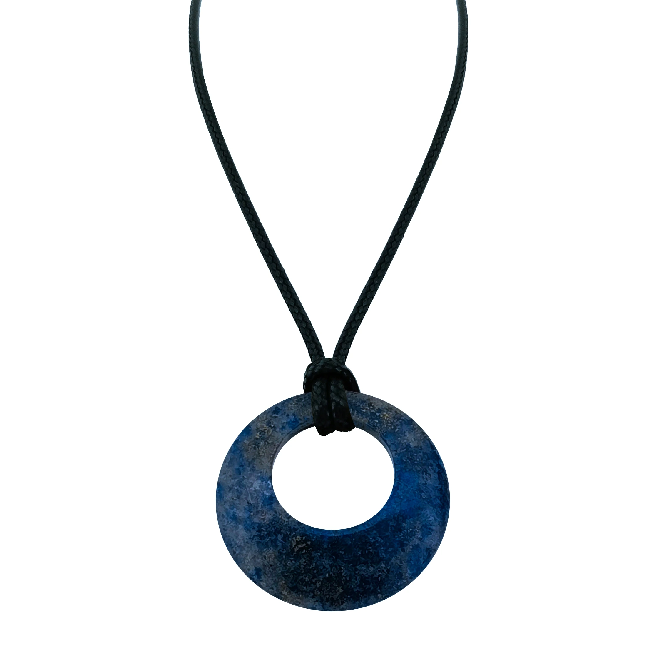 28mm Circle Donut Healing Crystals Necklace Natural Semi-Precious Chakra Gemstone Amulet Lucky Coin Donuts Charm Protection