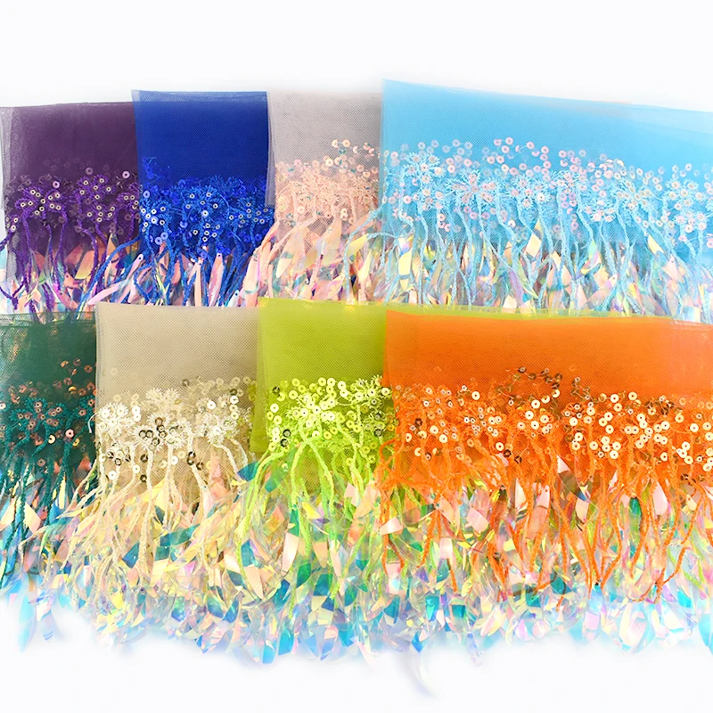 

5/10Yards Meetee 15mm Sequin Tassel Latin Dance Skirt Trimming Tassels Fabric Clothing Decor Fringes Lace DIY Sewing Accessories