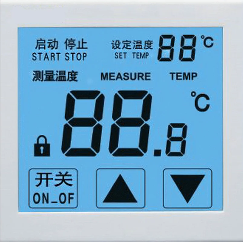 مصنع متخصص في تخصيص شاشة عرض LCD ذات درجة حرارة واسعة من النوع TN مكونة من 8 أرقام مكونة من 6 أرقام مع شاشة رمز مكسورة