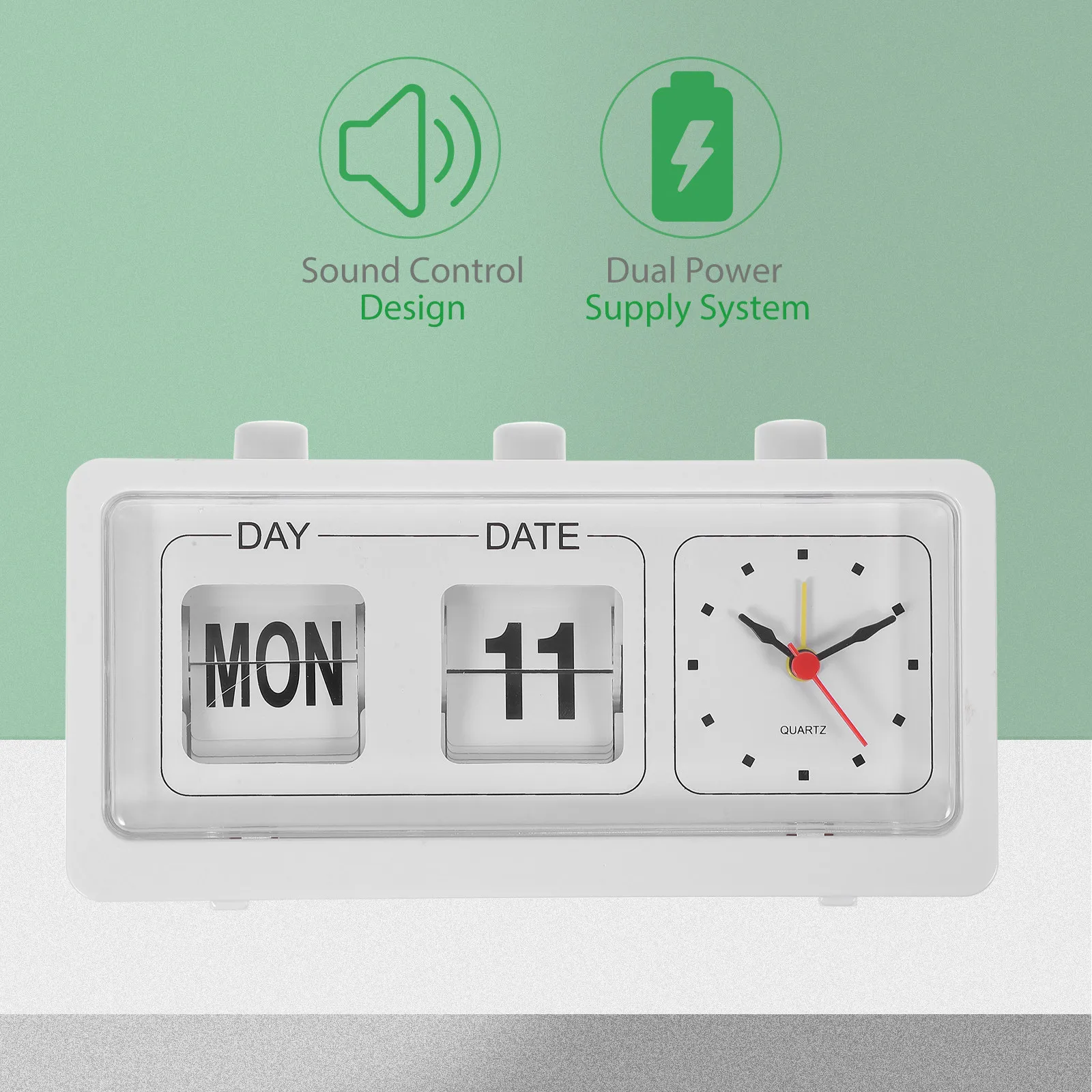 Date Week Time Clock Daily Routine Organizer for Office Workers White Plastic Manual Control