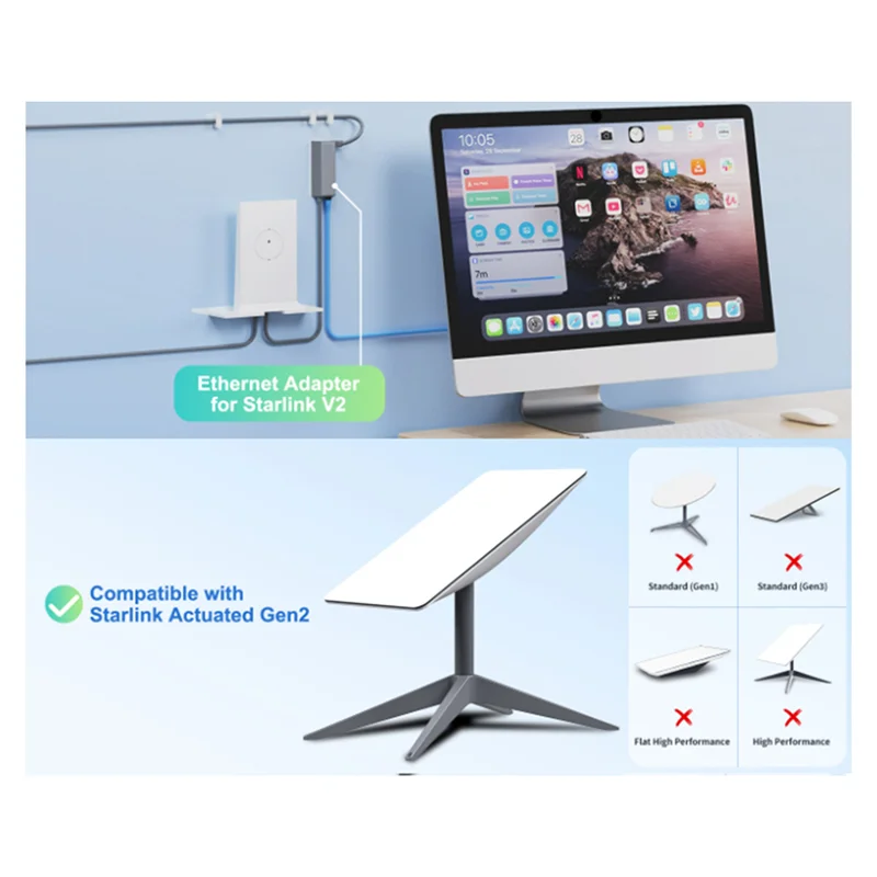 

For Starlink V2 Ethernet Adapter Router To RJ45 Female Satellite Internet Converter Box Network Fiber Optic Adapter