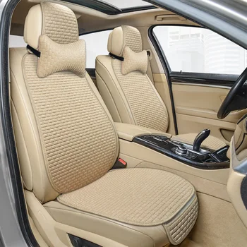 Summer car seat cover front rear linen protect seat automobile seat cushion protective pad mat backrest headrest pillow