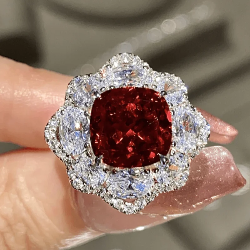 

ZOCA Real 925 Sterling Silver Ruby Sapphire Synthetic Moissanite Ring for Women Gift Drop Shipping