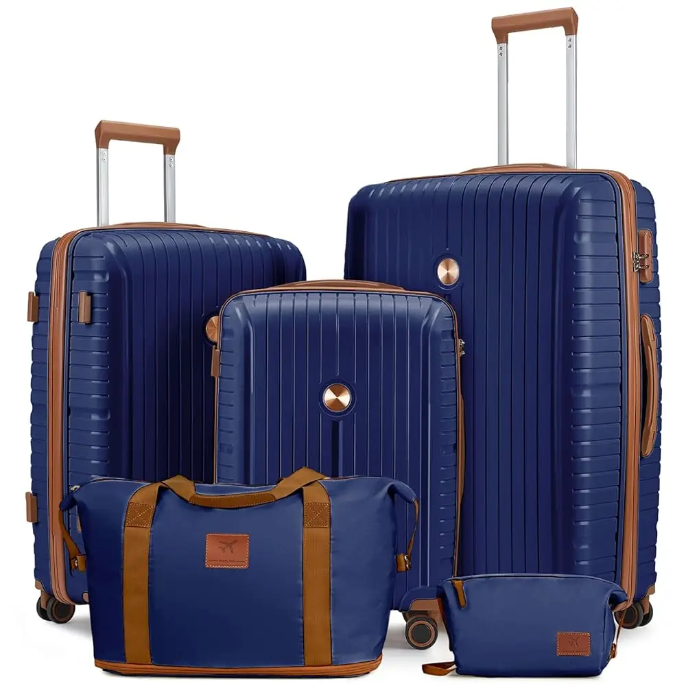 PP Hartschalen Leichtgewichtige Langlebige Gepäcksets, 3-teiliges Reisekoffer-Set mit Reisetasche und Kulturtasche, TSA-Schloss, Spinner-Räder