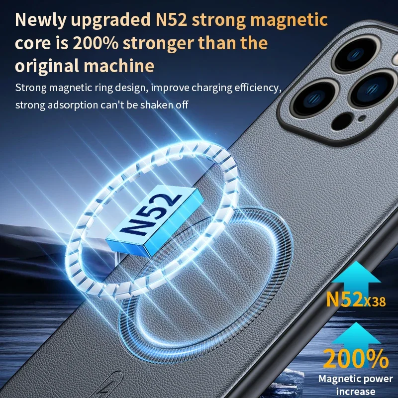 iPhone 15 Pro用ケース マグネット式レザーシールドカバー iPhone 15 Pro用 指紋防止 滑り止め PC+TPU