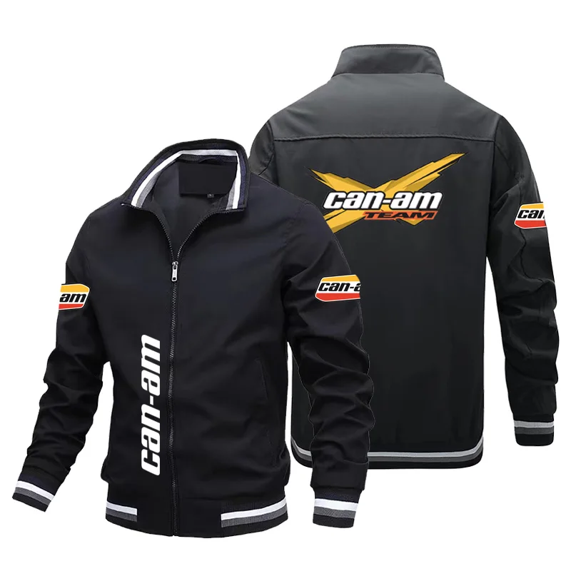 

2023 New Men's Jacket CAN-AM Logo Print Jacket Zip Shirt Baseball Jacket Windproof Waterproof Clothing Motorcycle Jacket Wind