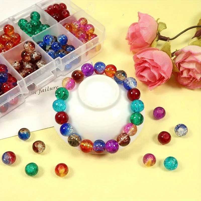 100pcs Acrylic Popcorn Beads Glass Small Beads For Jewelry Making Cracked Crystal Beads DIY Handmade Beads For Bracelets Kit