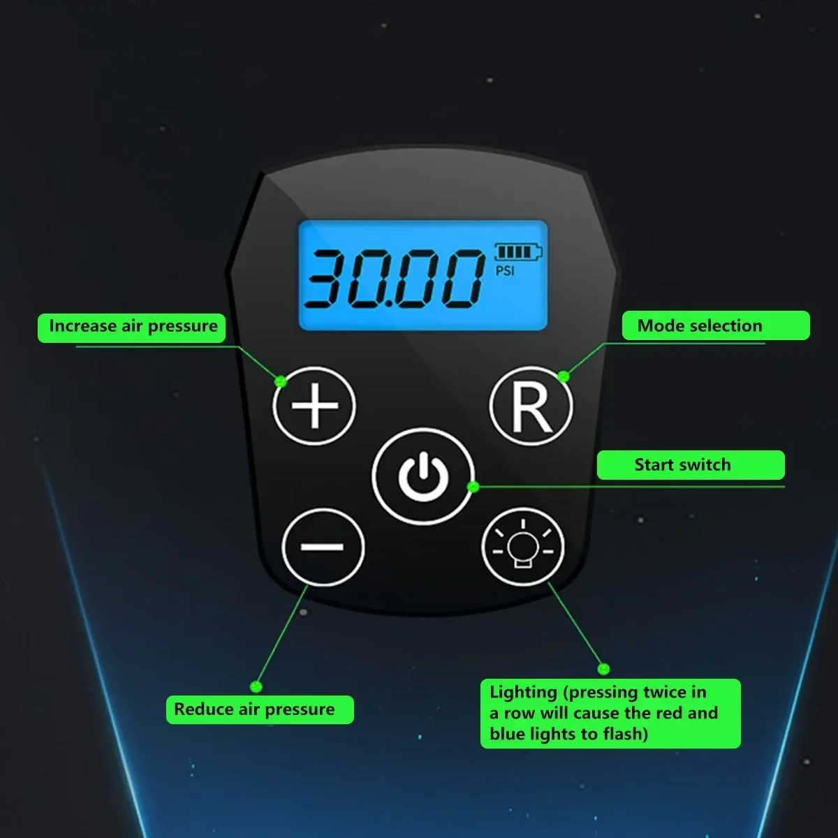 WOBEaccomplissement-Pompe à air électrique sans fil portable, compresseur d\'air portable, alimentation pour touristes, voiture, pneus de vélo, IkFor