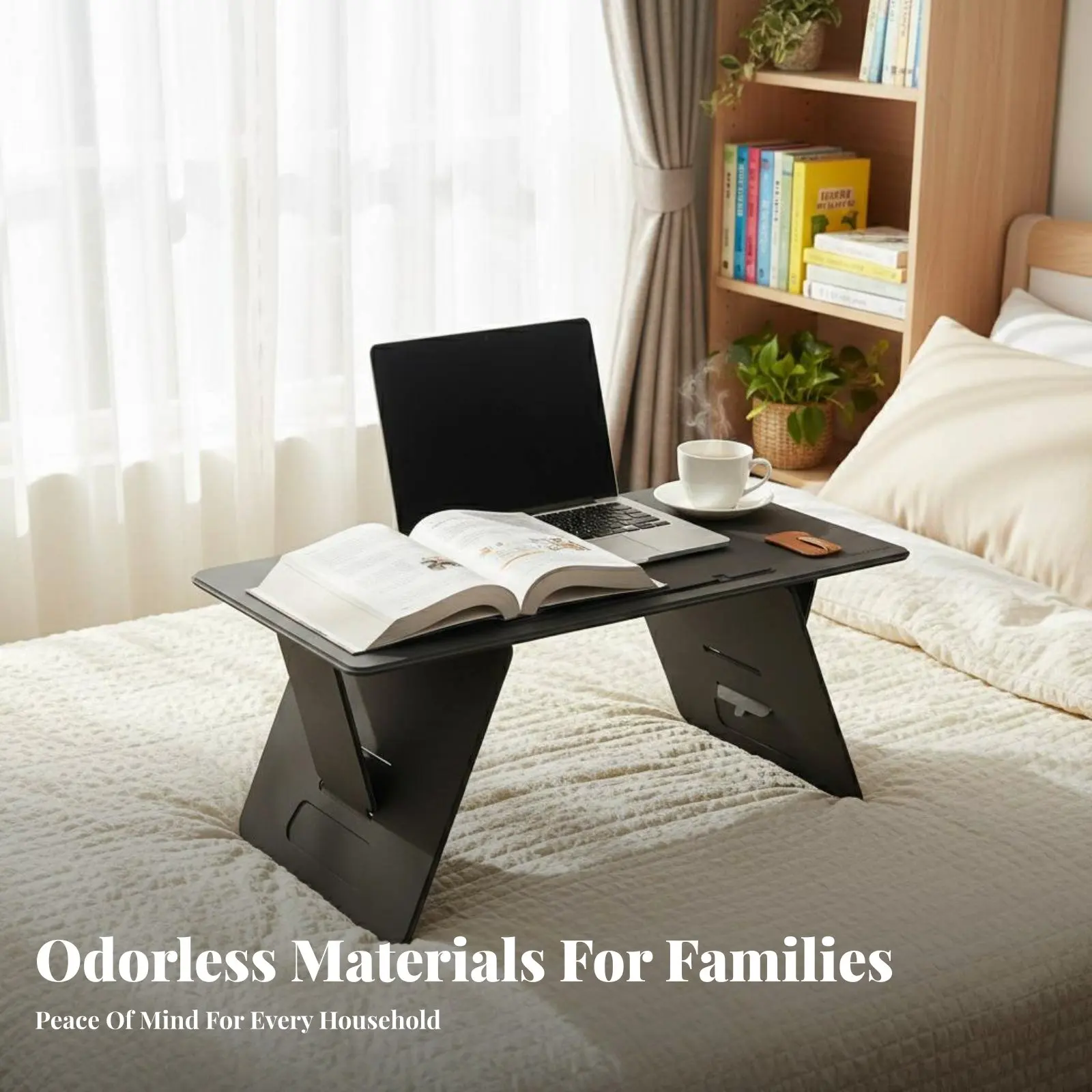 

Foldable Laptop Table Adjustable Height Foldable Laptop Tray with Device holder Portable Multi-Functional for Students, Bedroom