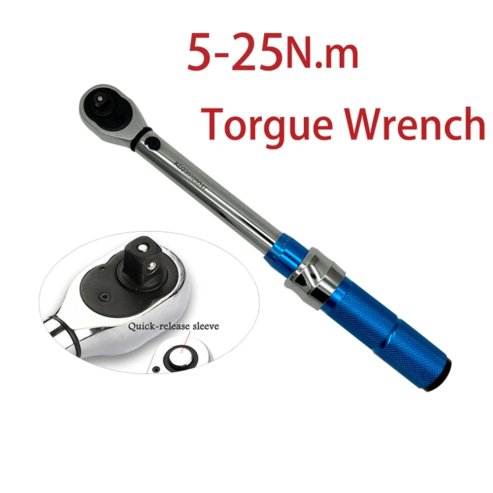 

5-25Nm Torque Wrench 1/4'' Reversible Precise Ratchet Head Bicycle Torques Key Professional Automotive Car Bike Disassembly Tool