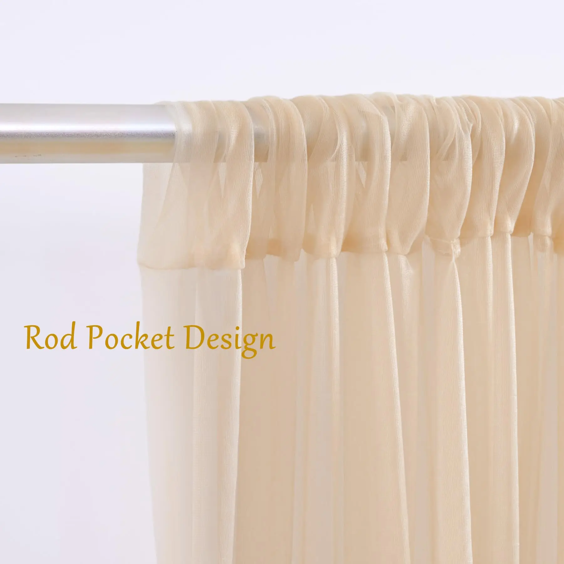 White Chiffon Backdrop Curtains Wrinkle Chiffon Fabric Curtain Drapes for Wedding Arch Party Stage Decoration