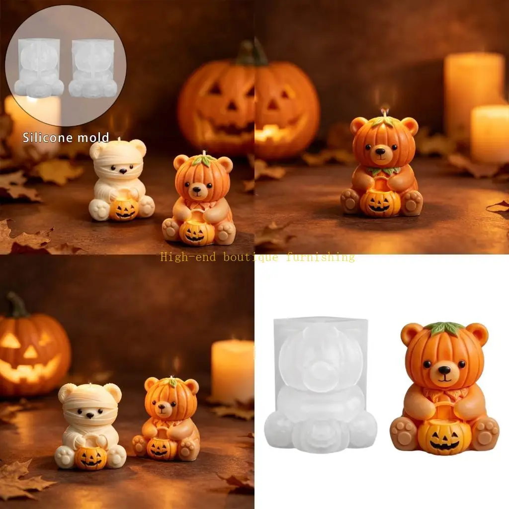 L9NB Mold,Bear Silicone Mold for Candle Making Pumpkins Bear Mold for Diys Handmade Soap,Aromatherapys