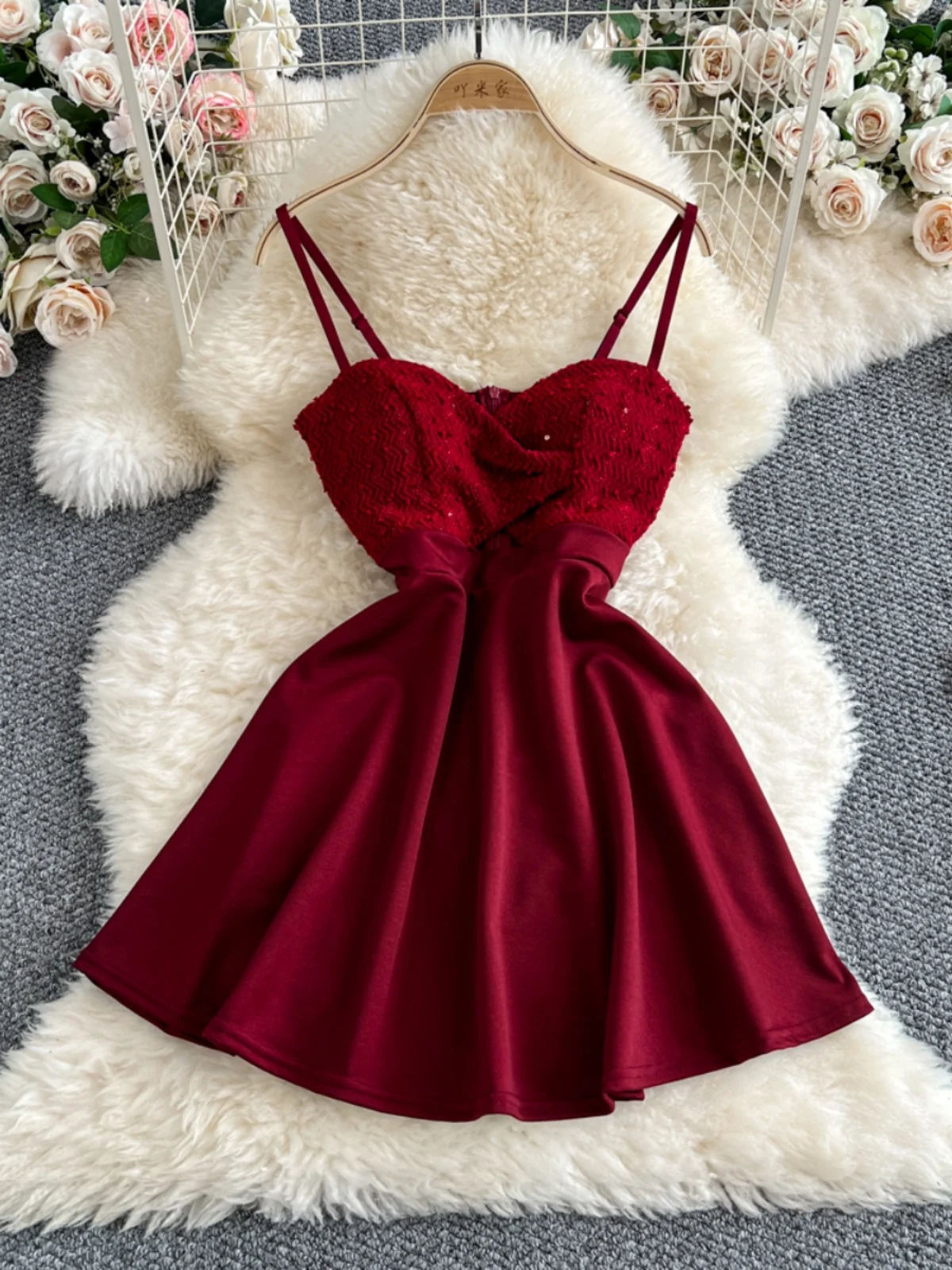 SsTss-vestido Sexy ahuecado con tirantes de corte bajo para mujer, péndulo de cintura, corte en A, ropa de fiesta para Club nocturno