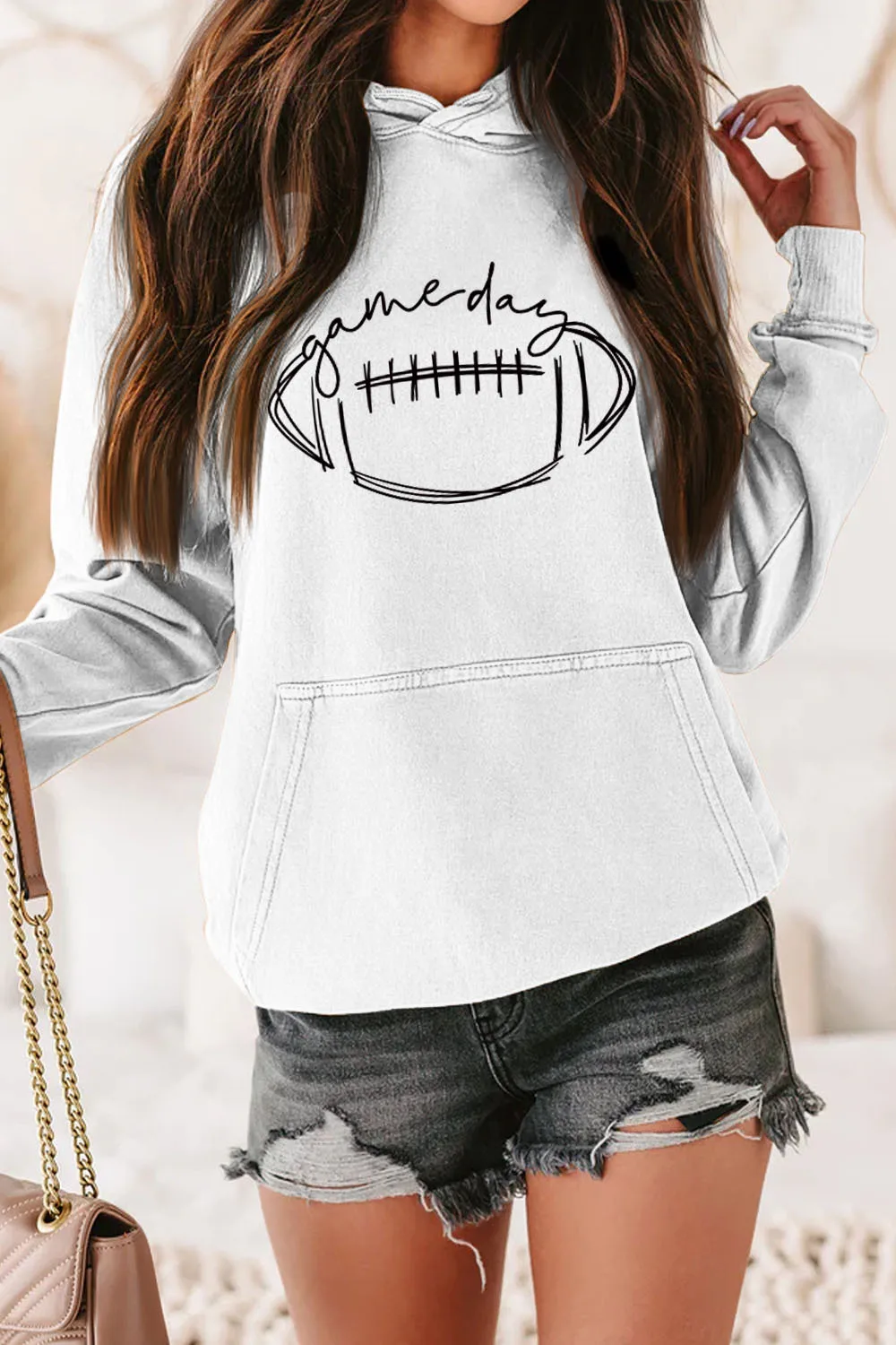 Game Day Rugby Alphabet Hoodie Autumn Winter Long Sleeve Women\'s Hoodie  Kawaii  Gothic  Streetwear Women