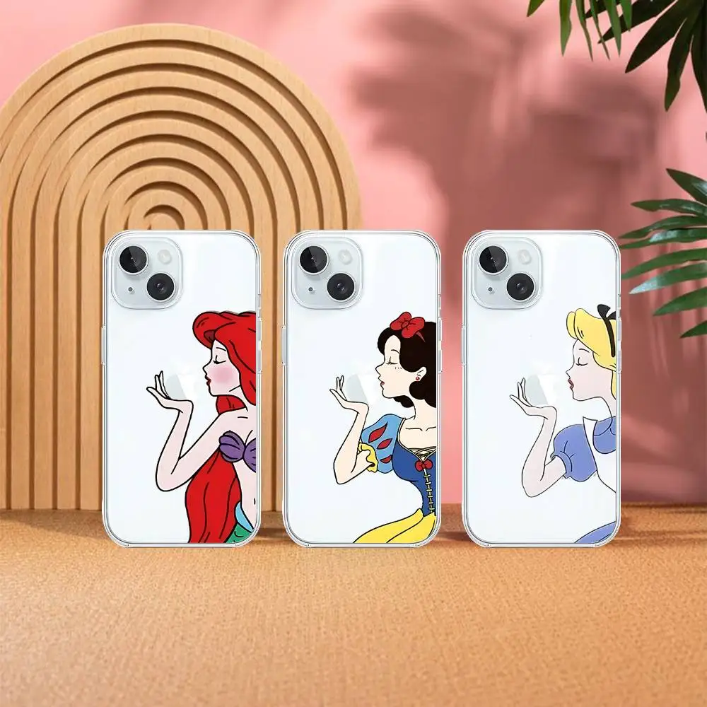 Funda para iPhone con diseño de la Sirenita y Blancanieves comiendo una manzana, compatible con iPhone 17, 16, 15, 11, 13, 14 Pro Max, 7, 8 Plus, X, Xr, Xs Max, SE2020, 12 mini, T