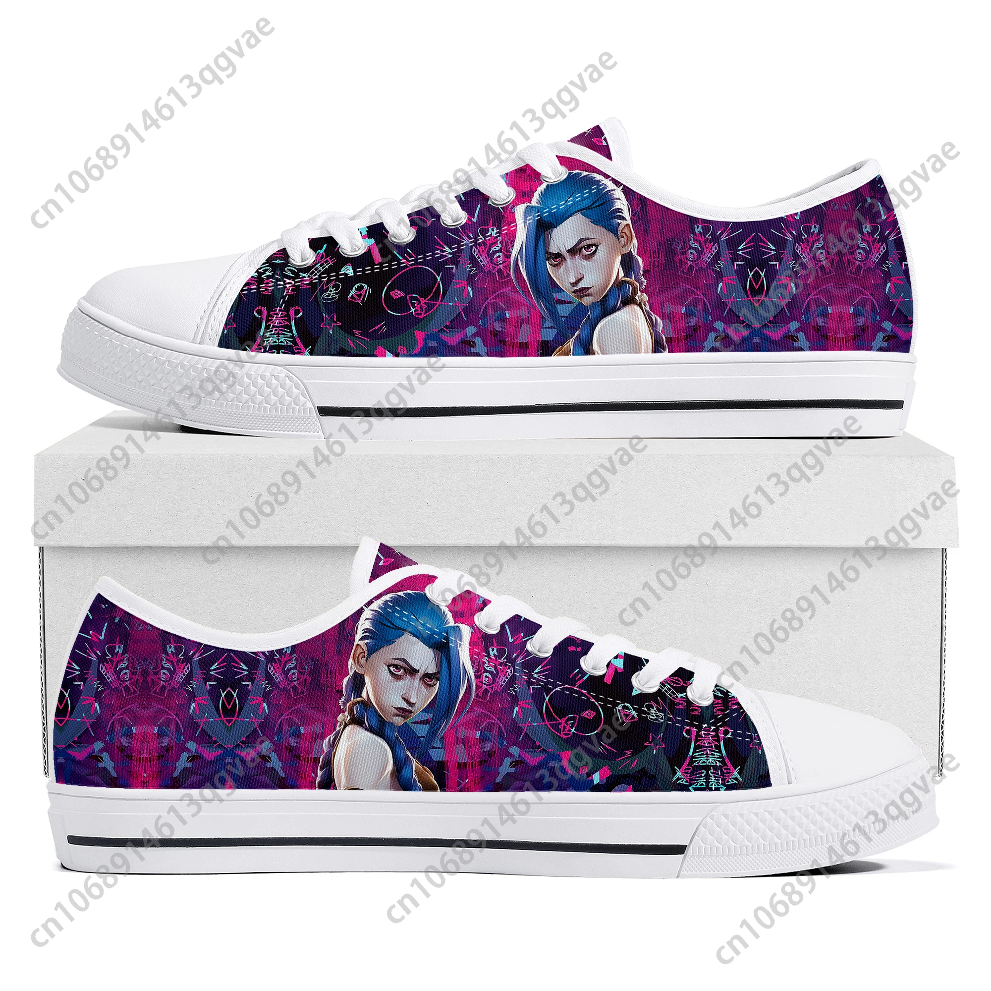 Hot Anime Game Characters Arcane-Jinx Low Top Sneakers Womens Mens Teenager High Quality Shoes Custom Canvas Sneaker Couple Shoe