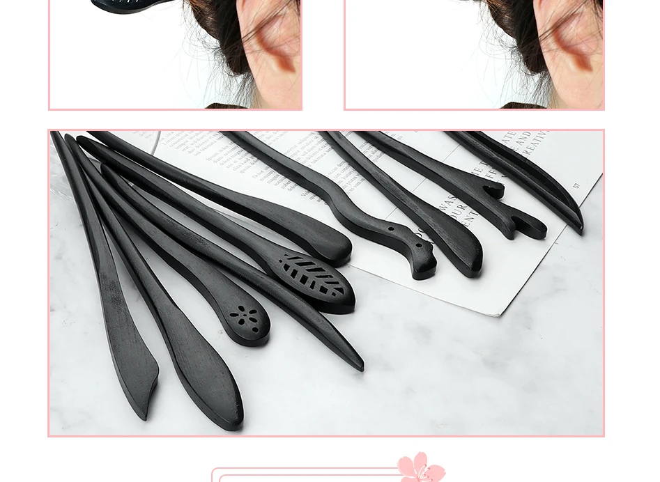 Klassische elegante Holz Haarnadel chinesische einfache Haar Stick Clip Frauen Mädchen traditionelle Stäbchen Haar Gabel Kopfbedeckung Zubehör – Detail 4