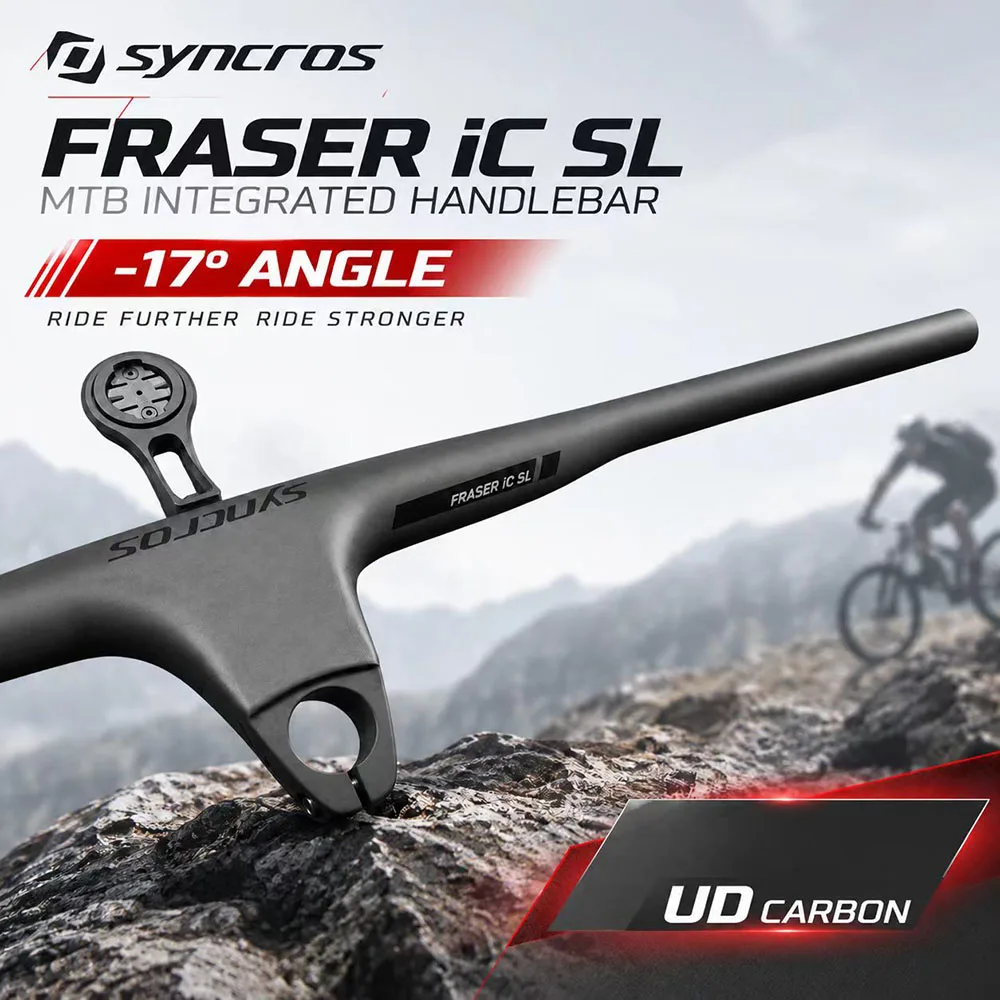 SYNCROS Full Carbon MTB Integrated Handlebar Stem -17° External Cable Routing 50‑100mm XC Mountain Bike Riser Bar Bike parts