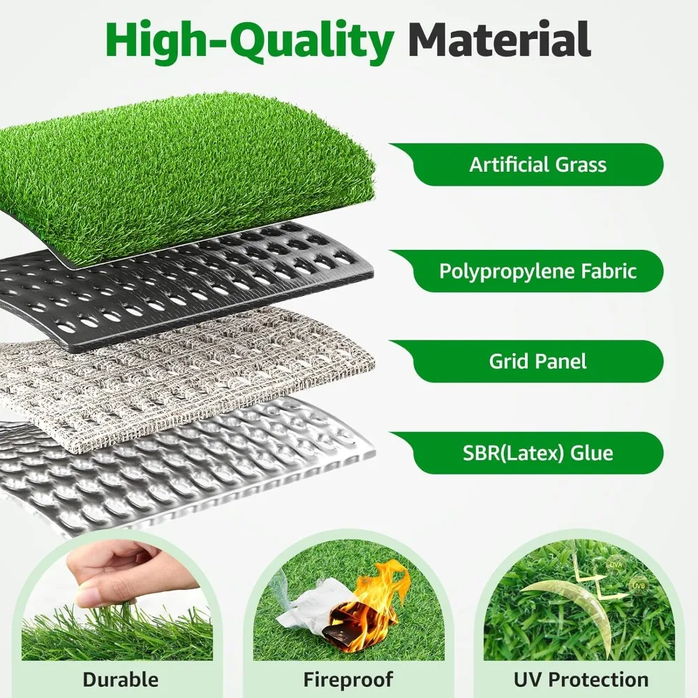سجادة عشب صناعية واقعية للاستخدام الداخلي والخارجي: عشب مزيف صديق للحيوانات الأليفة مع تصريف، ديكور فناء شرفة الحديقة والحديقة #5