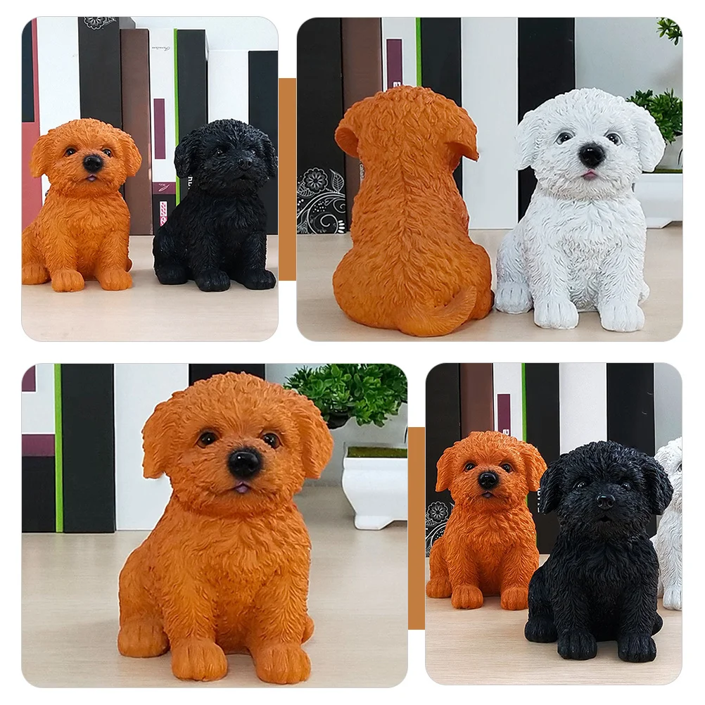 

1Pcs Resin Small Bichon Dog Ornament Creative Puppy Sculpture Desktop Decoration Unique Resin Craft Home Decor