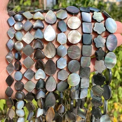 Fashion Natural Natural Shell Beads Square Heart Star Round Grey Mother of Pearl Beads For Jewelry Making DIY Bracelet Necklace
