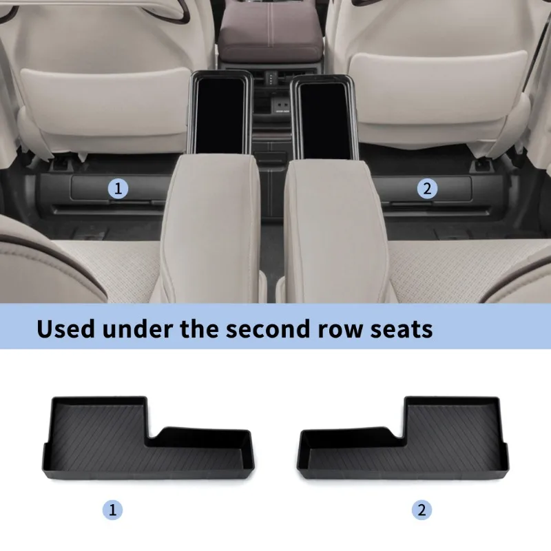 For Toyota Alphard Verfire 40 Series 2023-2025 Underseat Storage Box TPE Car Second Row Seat Lower Tray Organizer Accessories