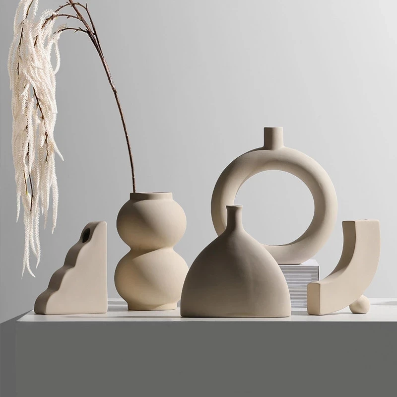 Nordic Minimalistischen Keramik Tisch Vase Ornamente Getrocknete Blume Anordnung Unregelmäßige Kunst Wohnzimmer Vasen Dekoration
