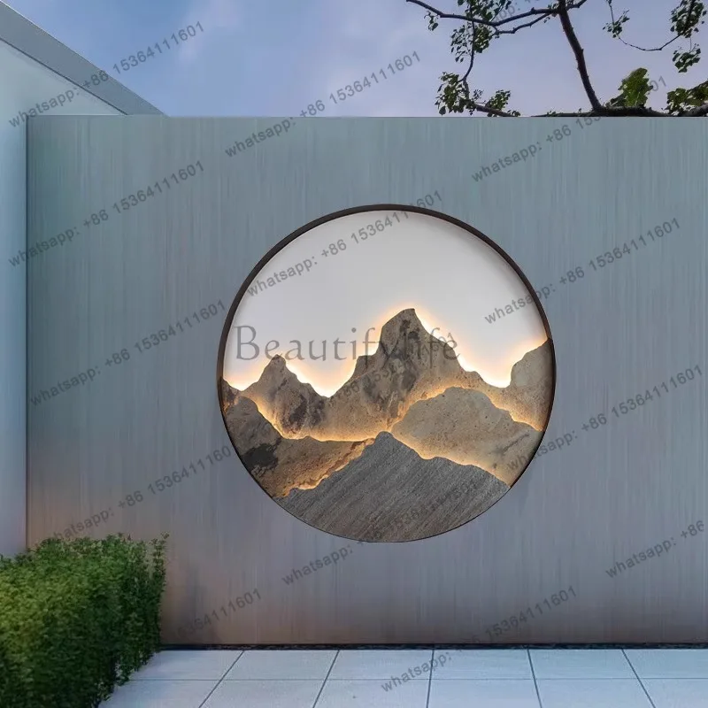 Outdoor waterproof rock slab landscape mural lamp circular decorative yard landscape