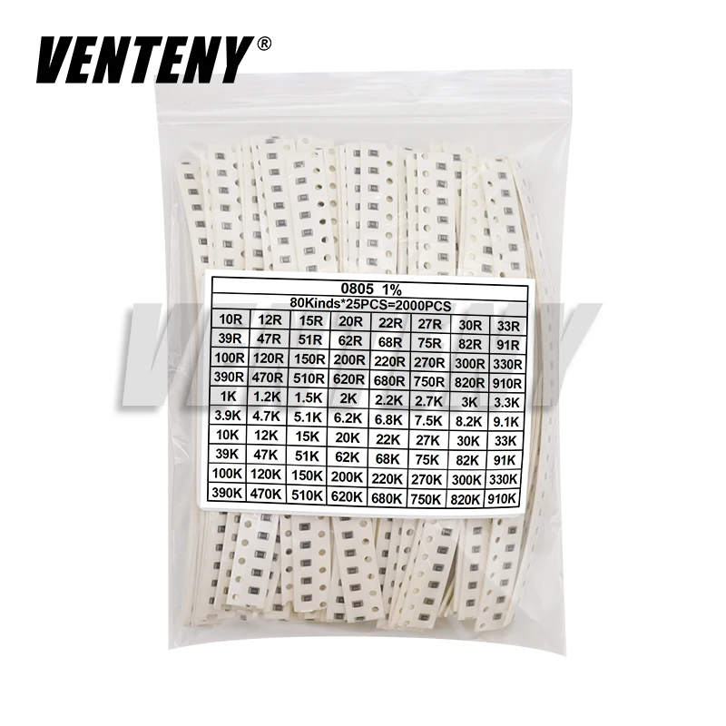 Assorted SMD Chip Resistor Kit, Resistance Sample Set, 80 valores, 0402, 0603, 0805, 1206, 10 Ohm-910K, 80 valores